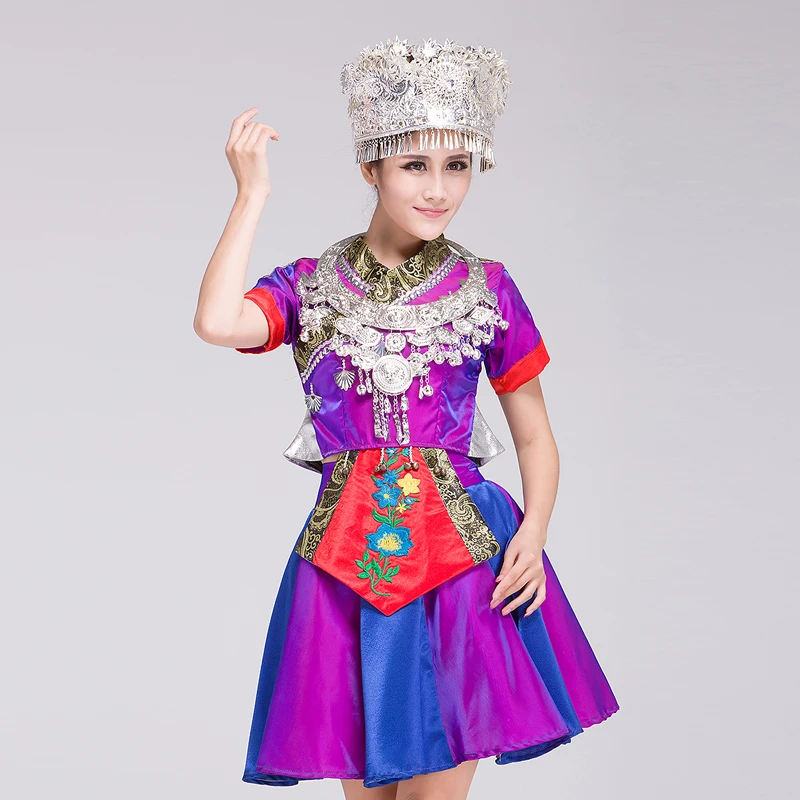 

Chinese Ethnic Clothing Minority Hmong Dong Miao Dance Costumes Folk Dance Show Women Stage Performance