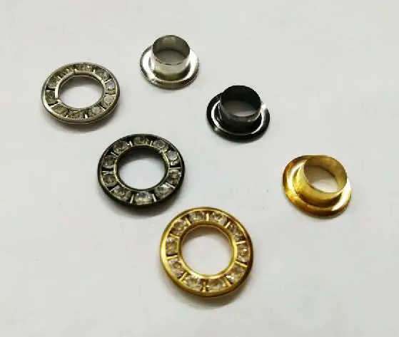 100 компл./лот 3 вида цветов 12 мм круглые металлические латунные Стразы люверсы
