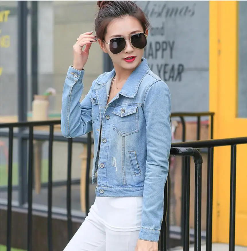 2020 Осенняя джинсовая куртка женская модная повседневная тонкая короткая