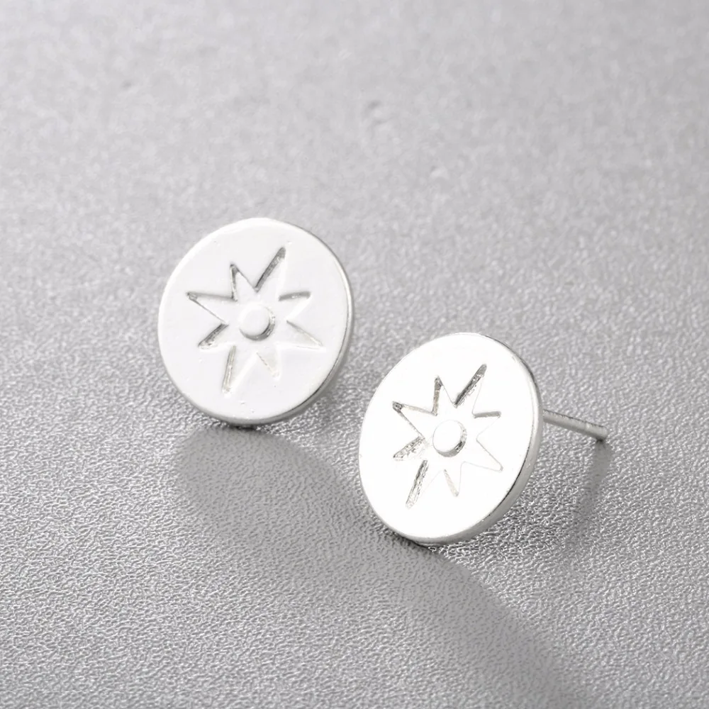 Серьги-гвоздики Kinitial Star панк компас круглые серьги-гвоздики для женщин ювелирные
