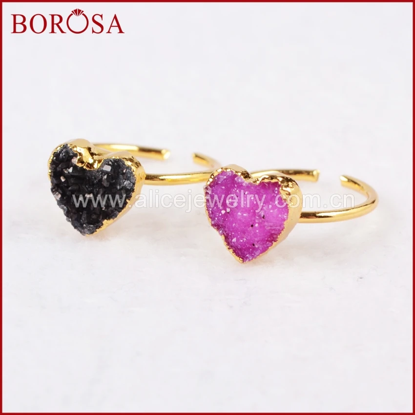 BOROSA распродажа 10 шт (самый маленький палец) кольцо в форме Сердца Druzy Little Finger