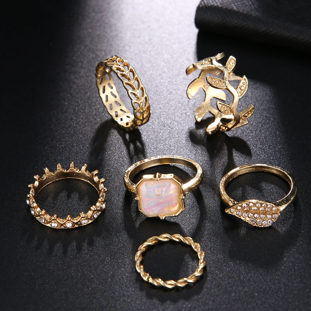 Bohemia Geometric New Fashion Vintage silver colour Gold Color Finger Rings Sets For Women Ladies Jewelry Drop Shipping | Украшения и