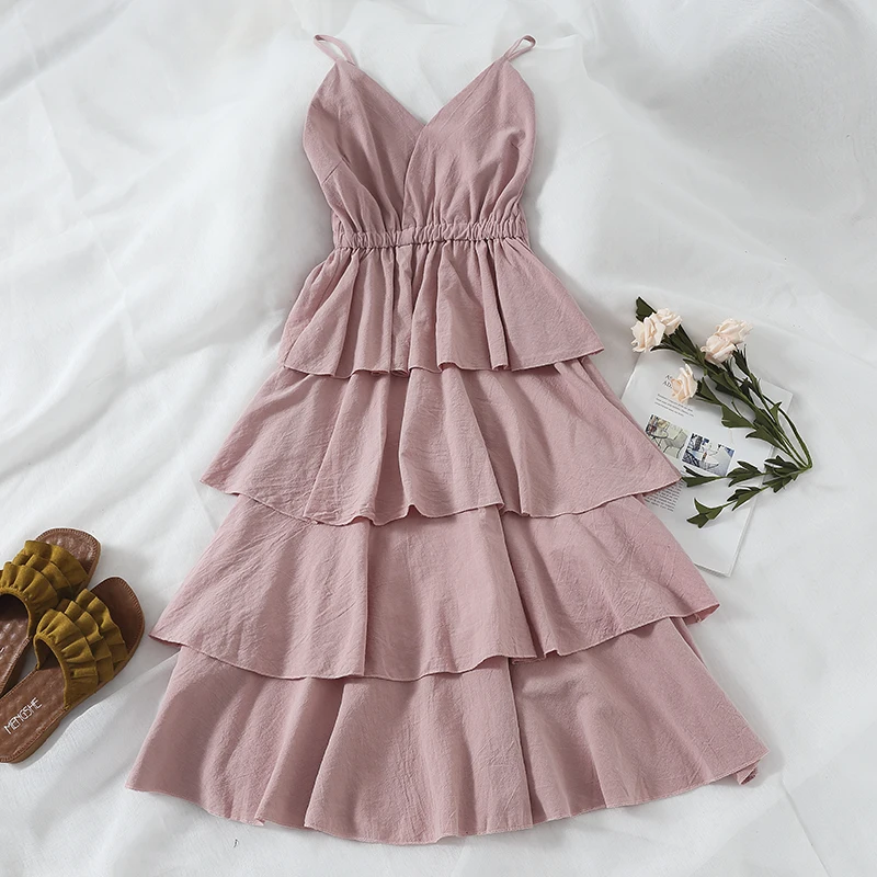 Платье женское Плиссированное на бретелях-спагетти Бальное повседневное