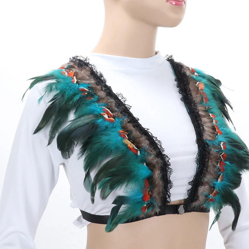 Для женщин готика красочные перья жгут Ретро средства ухода за кожей клетка