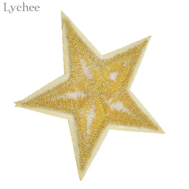 Lychee Life 6 шт. нашивка золотого цвета с вышивкой в виде звезды для пришивания одежды