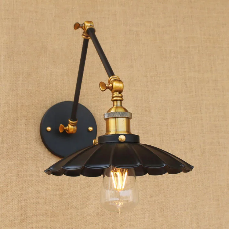 Черный Ретро Лофт винтажные Настенные светильники качели длинные руки свет