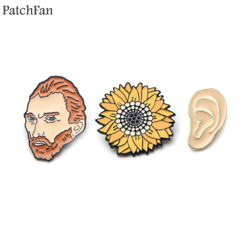 Patchfan Ван Гога подсолнухи звёздное небо цинка забавные шпильки рюкзак одежда