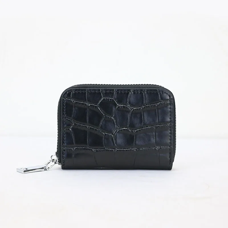 Black Крокодиловый узор, кожаный держатель для карт, кошелек для мужчин, много карманов, кошелек для кредитных карт, Женский чехол для визиток, маленький кошелек - Цвет: Black