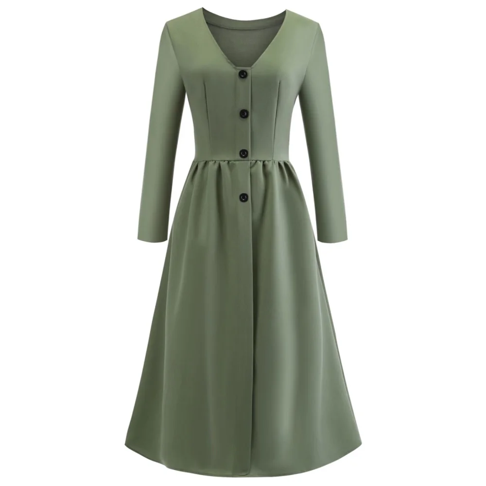 Женское винтажное платье в стиле ретро Joineles однотонное с v-образным вырезом
