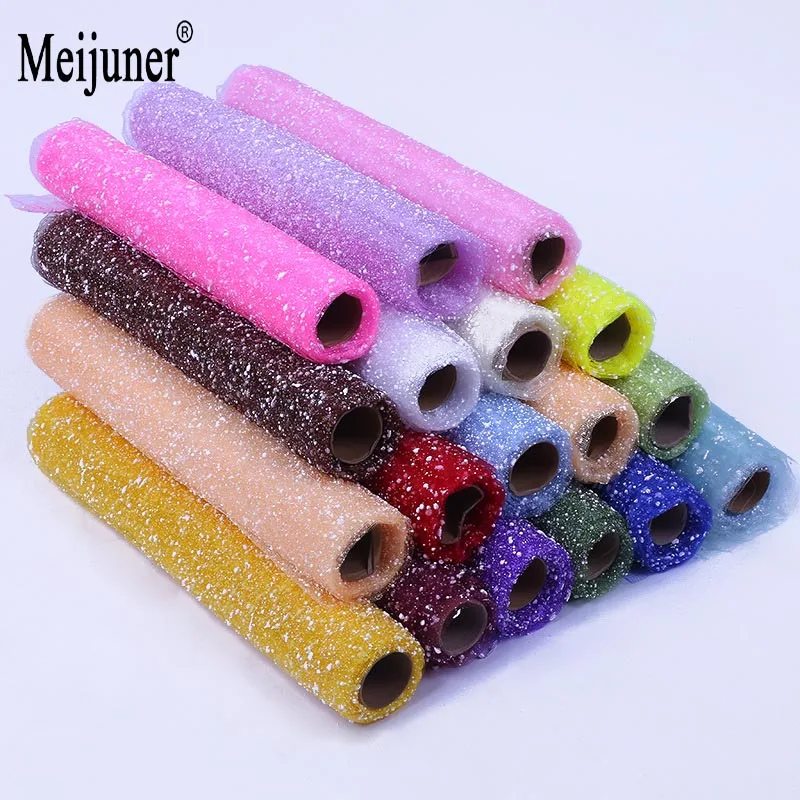 Meijuner 52 см x 3,5 м Снежинка тюль рулон органза Платье Ткань гирлянды для свадьбы Вечерние дома День рождения Decora цветы Букеты упаковка