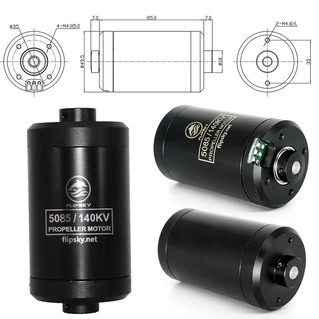 Прочный F5085 140KV подводный моторчик с пропеллером 0,750 кг черный - Цвет: black