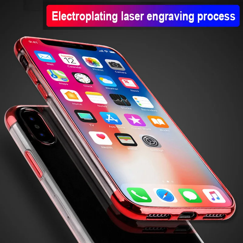 Прозрачный мягкий чехол из тпу с гальваническим покрытием для Apple iPhone X XS Max XR 8 7 6 6S
