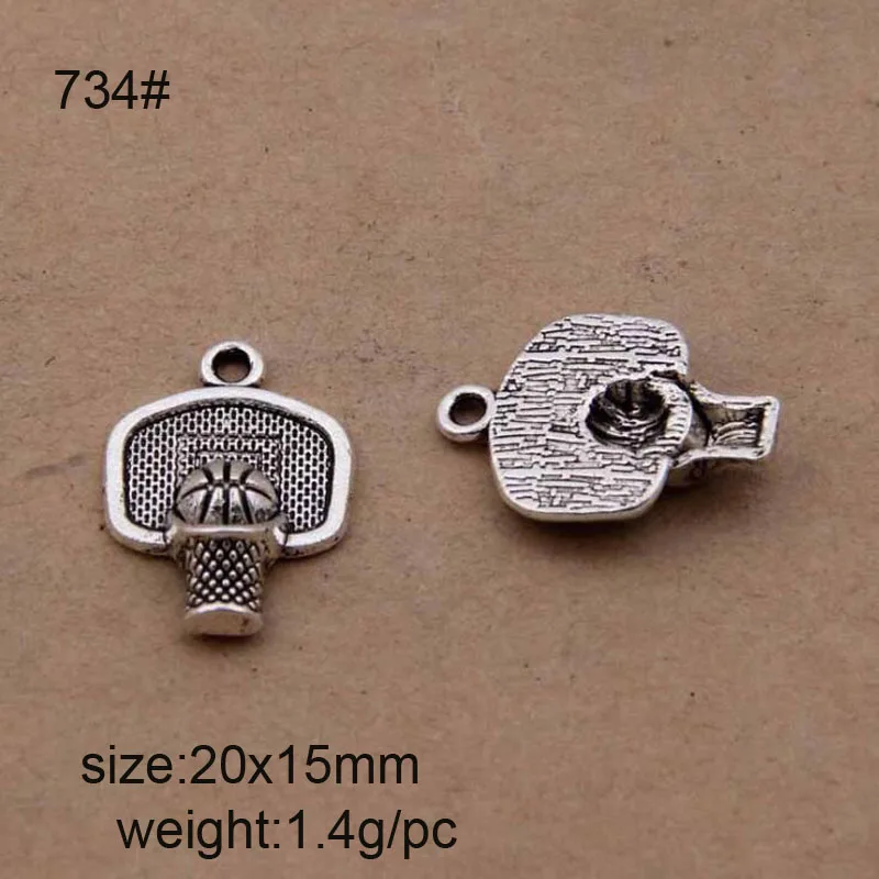 50pcs 20x15mm Tibetan Silver Plated Basketball Hoop Charms Pendants For DIY Bracelet Necklace Jewelry Making | Украшения и