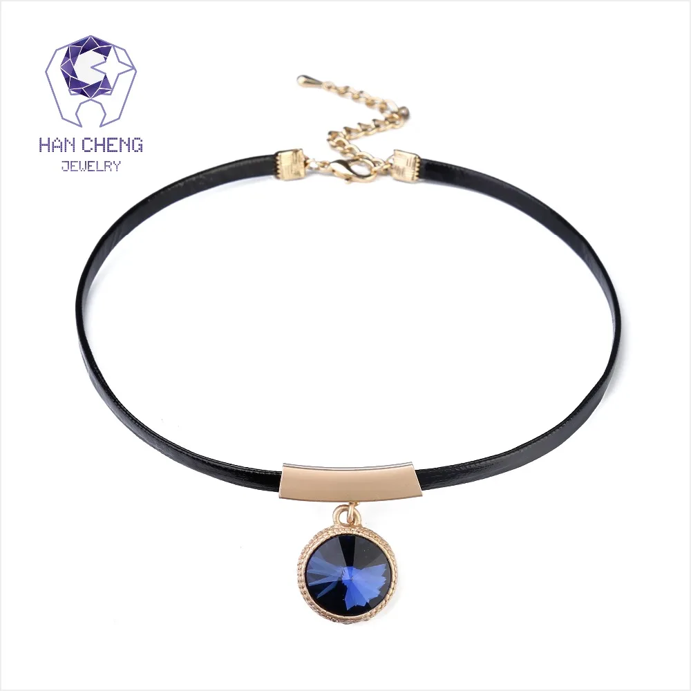 HanCheng Новая мода простая круглая Роскошная лента PU созданная кристаллом подвеска