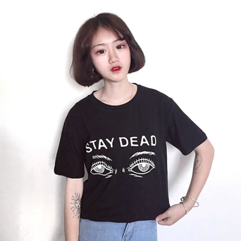 Новинка футболка с 3D принтом в виде глаз и букв женские рубашки повседневные