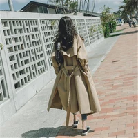 windbreaker new fashion notched collar trench coat casual long sleeve sashes long windbreaker autumn thin loose outerwear 126