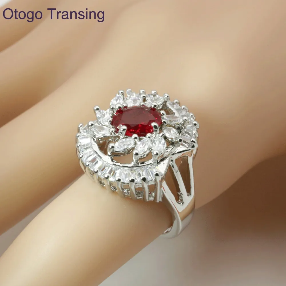 Otogo Новый Желтый Цвет Красный Циркон Свадебные с ожерелья/серьги/Кольцо