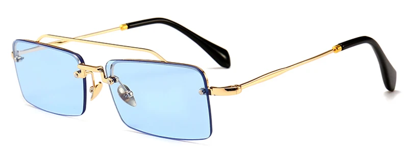clear blue Peekaboo Ретро прямоугольные солнцезащитные очки мужские с металлической оправой золотисто-коричневые красные полуоправы Квадратные Солнцезащитные очки для женщин лето - Цвет линз: clear blue