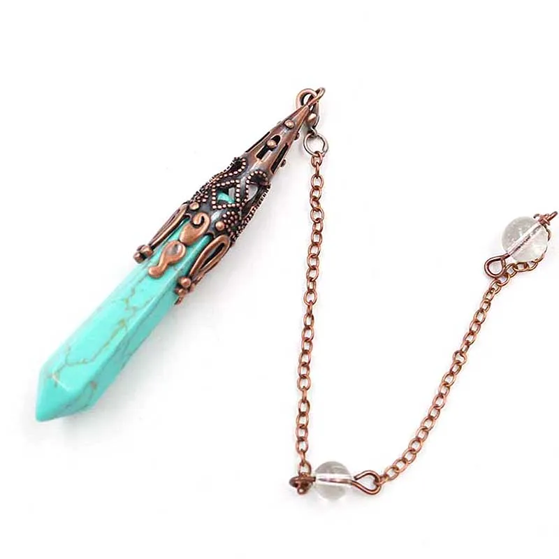 turquoise Ретро натуральный камень маятники для dowsing Исцеление чакры в рейки кристаллы кварц опал маятник wicca divination амулет ювелирные изделия - Окраска металла: turquoise