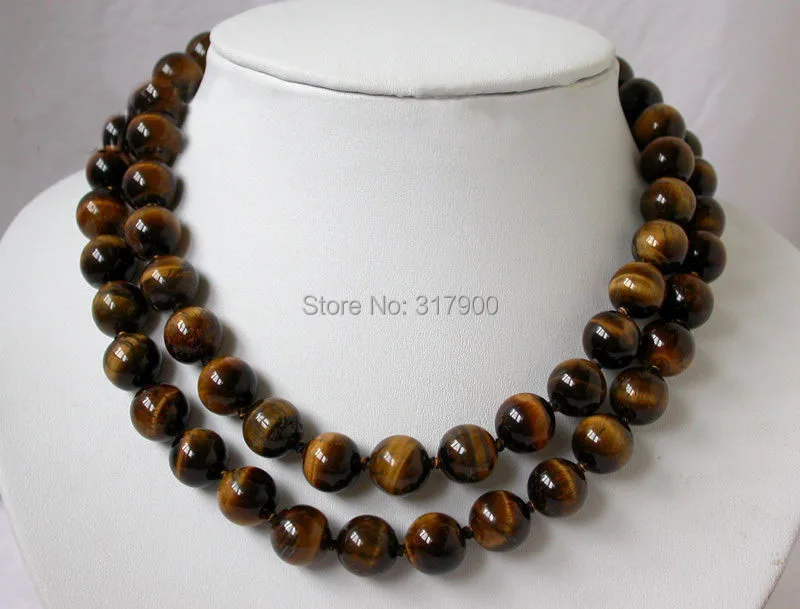 Очаровательное круглое Ожерелье тигровый глаз 33 дюйма 12 мм|tiger eye charm|tiger necklace