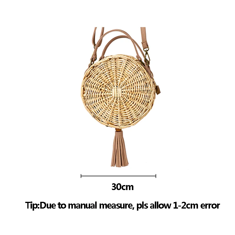 

Women Vintage Summer Rattan Straw Bags INS Popular Female Beach Handbag Travel Lady Knitted Shoulder Bag Circle Crossbody SS3387