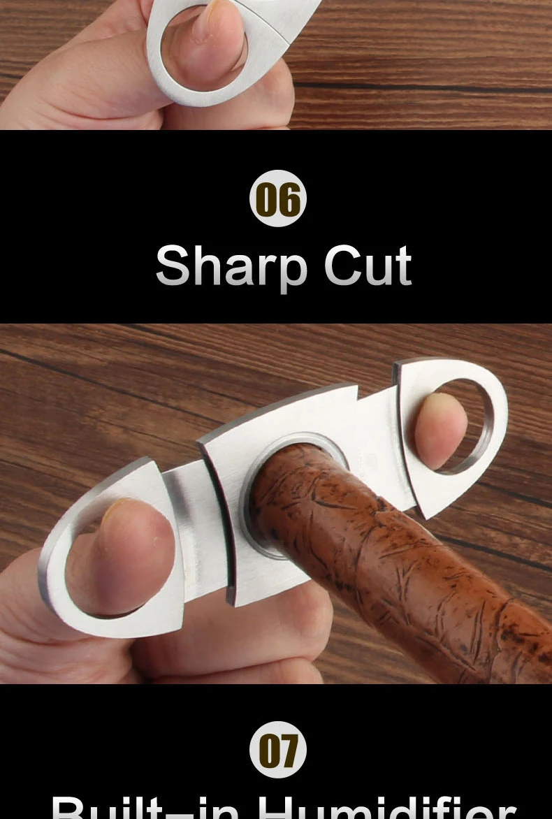 COHIBA, кедровое дерево, хьюмидор для сигар, портативный кожаный чехол коробка для сигар с зажигалкой, резак, увлажнитель, коробка для увлажнения