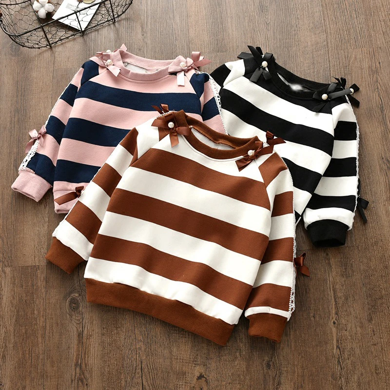 Модные детские свитера Новинка Осенний хлопковый свитер в полоску для маленьких