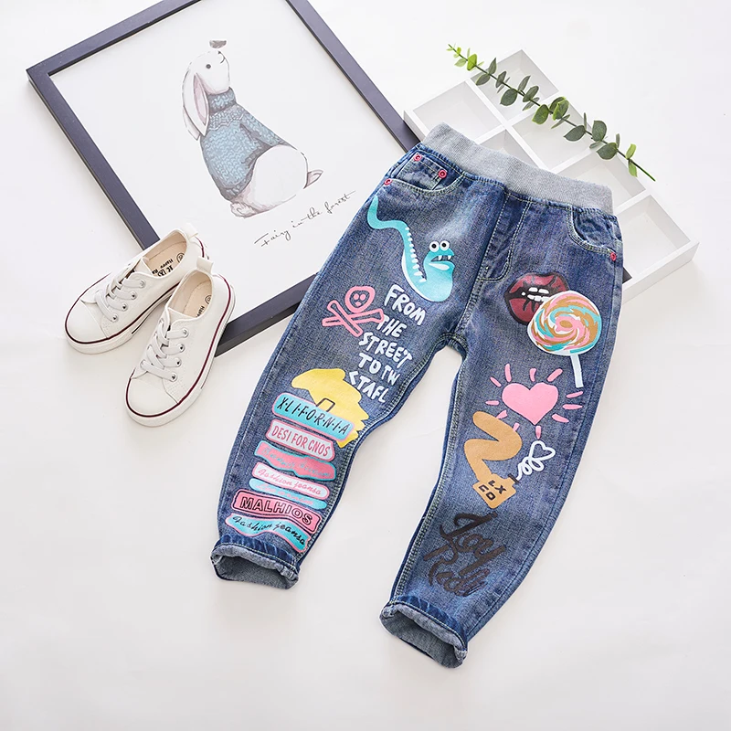 Джинсы для мальчиков с мультяшным принтом свободные | Мать и ребенок