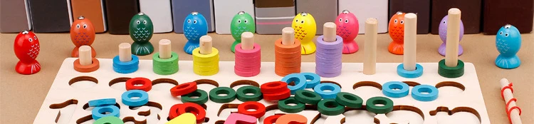 Деревянные материалы montessori Обучающие игрушки считать цифры цифровой Форма матч раннего образования учебных пособий Рыбалка математическая игра игрушки