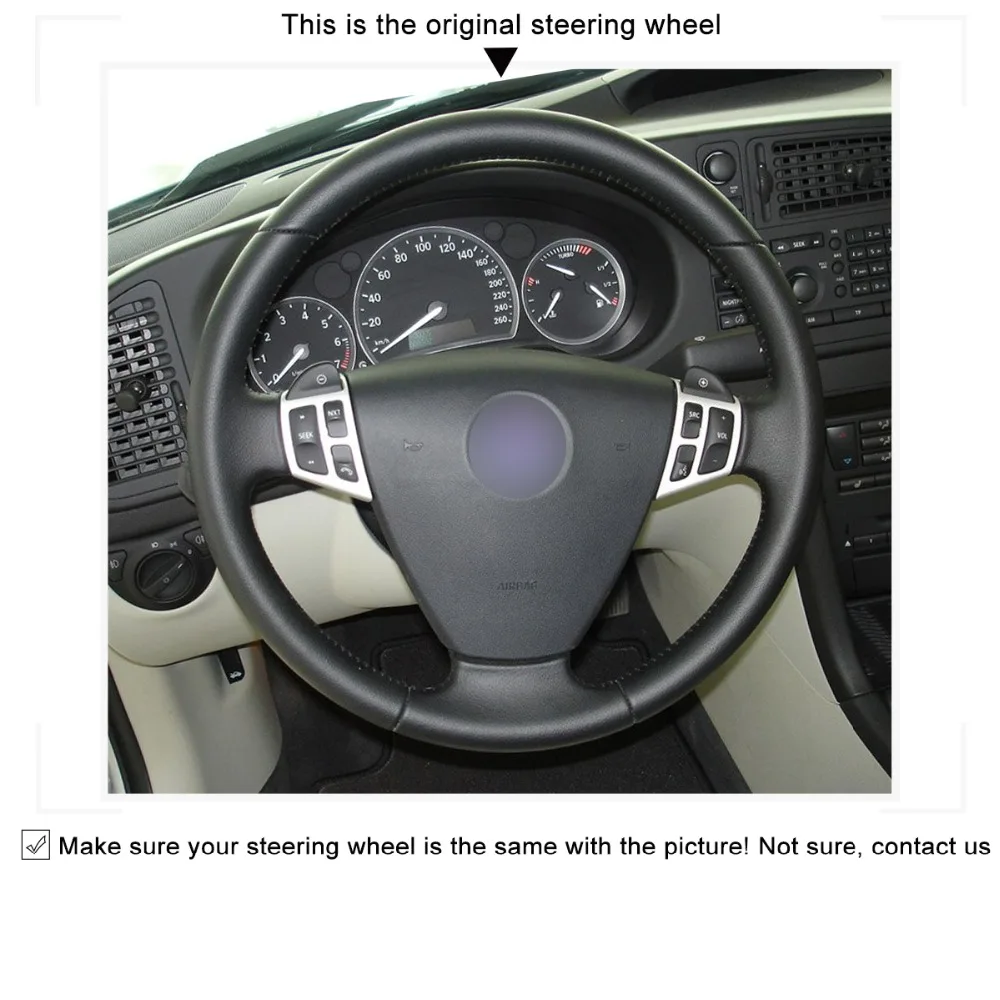 MEWANT черный кожаный чехол для Saab 9 3 2008|car steering wheel cover|steering coverwheel cover |