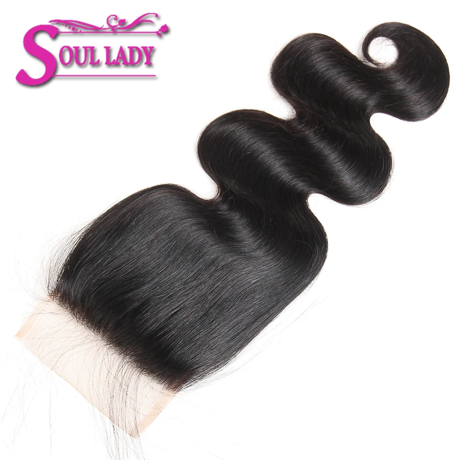Soul Lady бразильские волнистые кружевные закрытые волосы, не Реми, 130% плотность, 4X4, часть, верхнее закрытие "-20", человеческие волосы