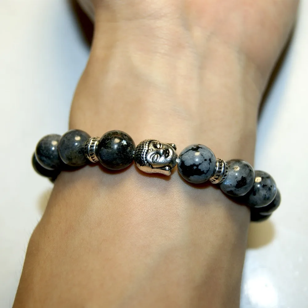 2016 Новый Модный черный 10 мм браслет из Лабрадорита С натуральным камнем для