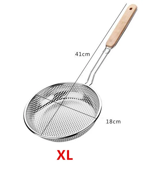 XL Stainless steel flour sifter Sieve Colanders S/M/L/XL Size Fine Mesh Wire oil strainer pot Frying Basket for baking Cooking Tool - Цвет: XL