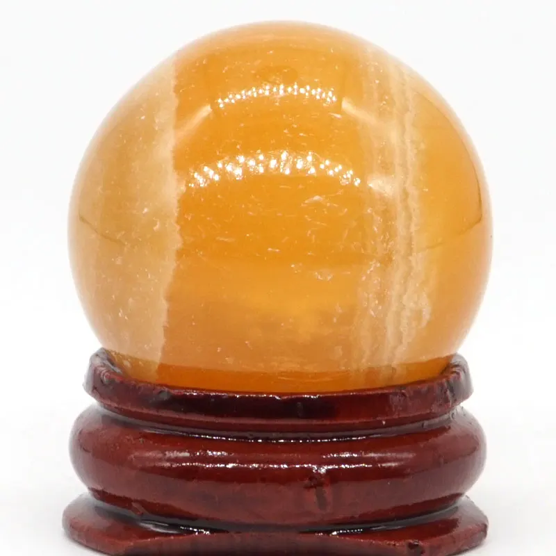 Шар из натурального оранжевого гипса селенита атласный спиральный шар массажный