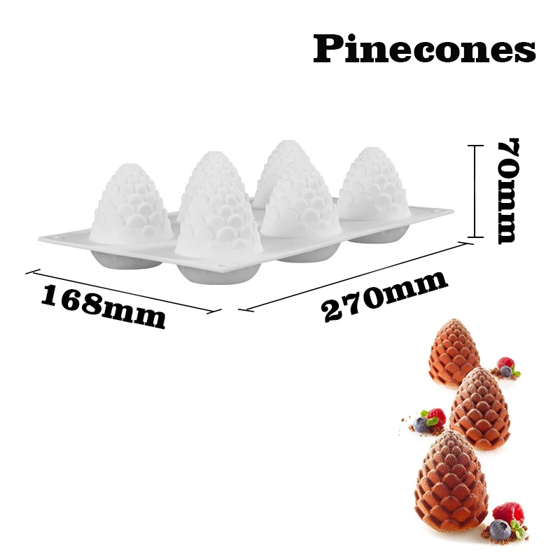 Pinecones shape SutoneFeel силиконовая мышь пресс-форм круглая форма сердца для десерта, шоколада формы для торта украшения инструменты - Цвет: Pinecones shape