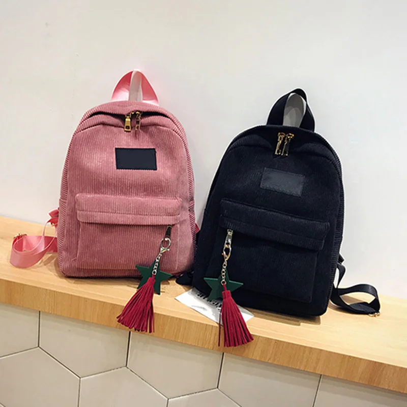 2018 Новый Повседневный женский рюкзак с кисточками на плечо вельветовый модный