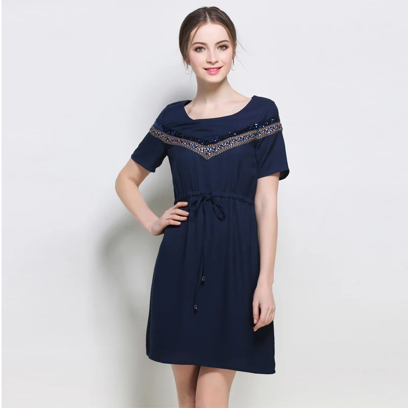 2017 Женская Мода блестками талии шнурок dress лето пережатая талия элегантный