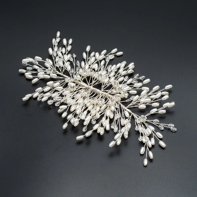 Женский свадебный гребень с белыми жемчужинами и кристаллами|Украшения для