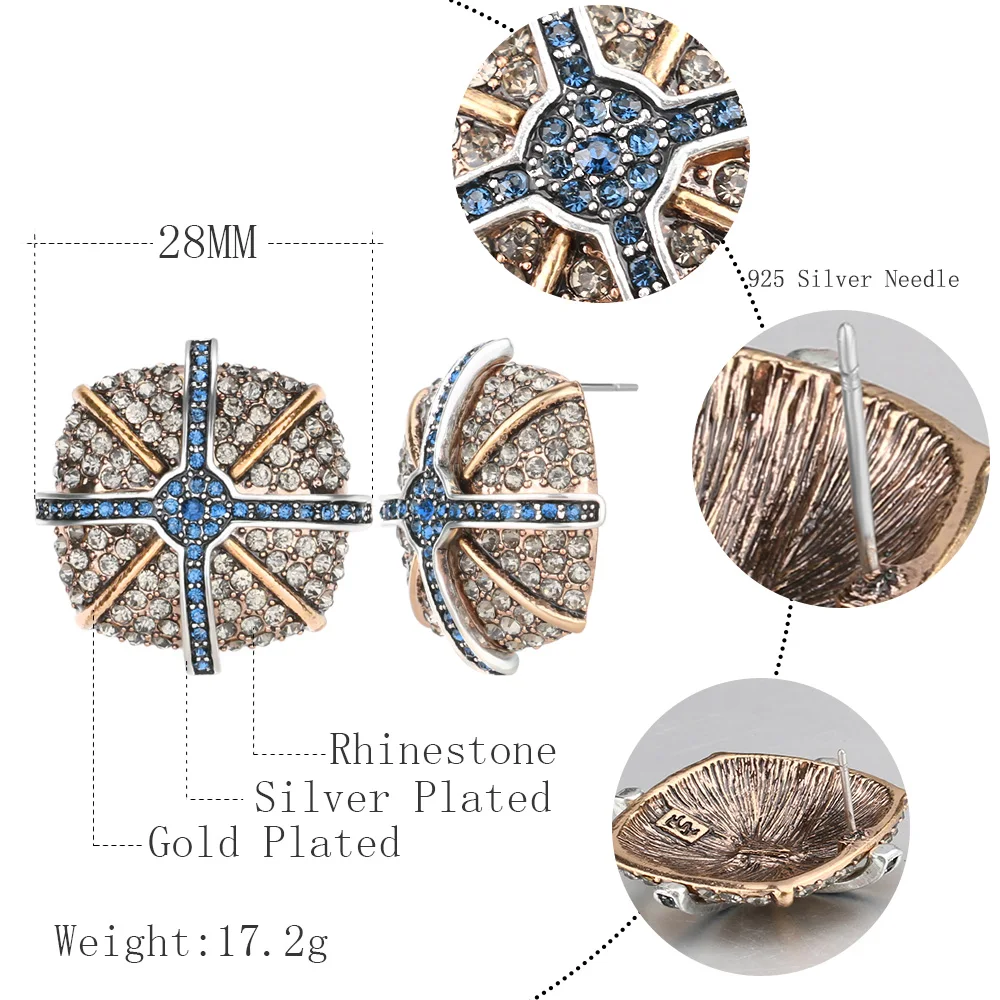 Новинка 2017 роскошные Винтажные серьги Kinel Стразы для женщин старинное золото