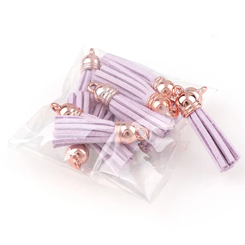 10pcs as photo Новинка, 10 шт, 3 см, винтажная крышка золотого цвета, замша, кожа, кисточка для брелоки ремешки, ювелирное волокно, бахрома, сделай сам, подвеска, подвески, фурнитура - Цвет: 10pcs as photo