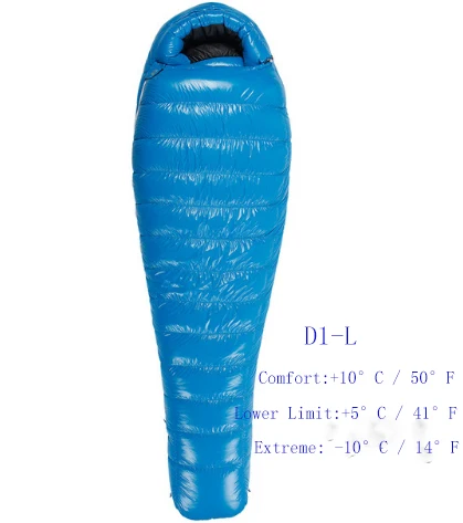 D1 Long Blue AEGISMAX D1 D2 90% белый утиный пух мумия кемпинг походный спальный мешок Сверхлегкий Открытый нейлон три сезона 650FP спальный мешок - Цвет: D1 Long Blue