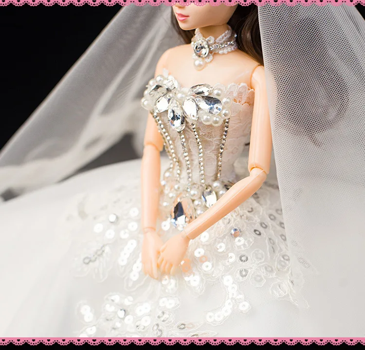Мини Невеста со шлейфом Свадебная Кукла Мечта принцесса вечерняя одежда