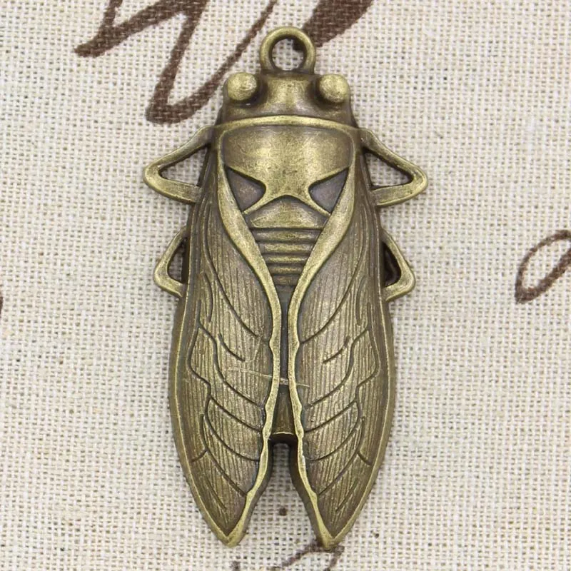 2 шт амулеты cicada 62x33 мм Античные Подвески для изготовления, винтажные бронзовые тибетские серебряные, DIY ювелирные изделия ручной работы - Окраска металла: Покрытие антикварной бронзой