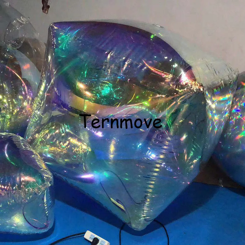 Цветной надувной зеркальный кубический шар серебряный золотой синий красный