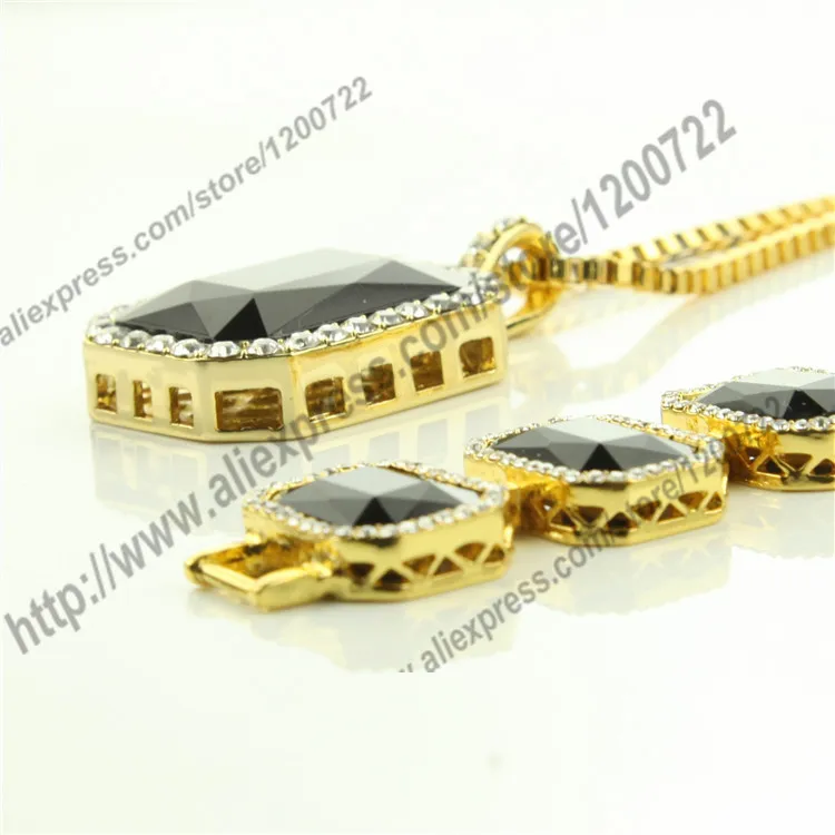 Мужской комплект из ожерелья и браслета в стиле хип-хоп золотистого цвета