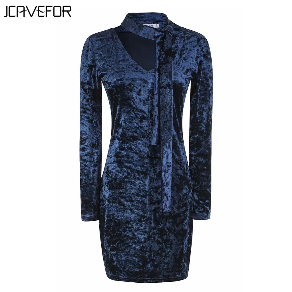 2018 весенние женские высокий разрез глубокий бархат Тонкий платье с шеи галстук