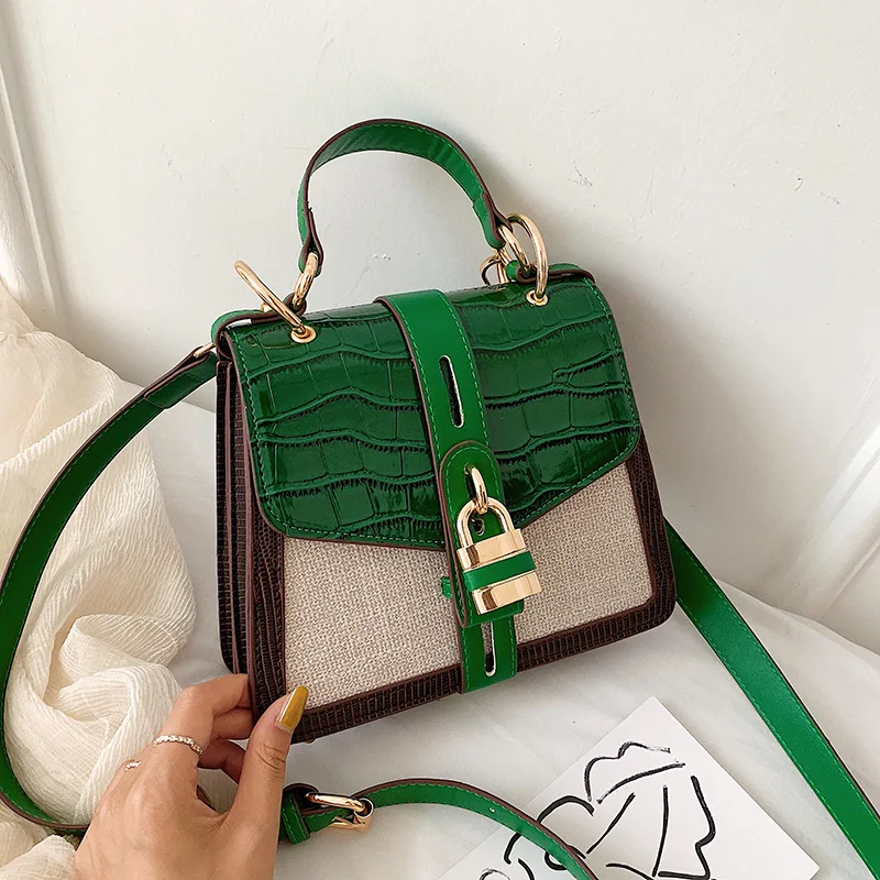 Advanced sense small women's new Korean version of the single-shoulder slant with fashion hand stone pattern square bag |