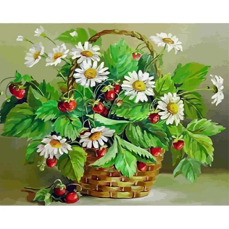 Вишня Корзина цветок DIY Цифровая живопись по номерам Современная Картина на