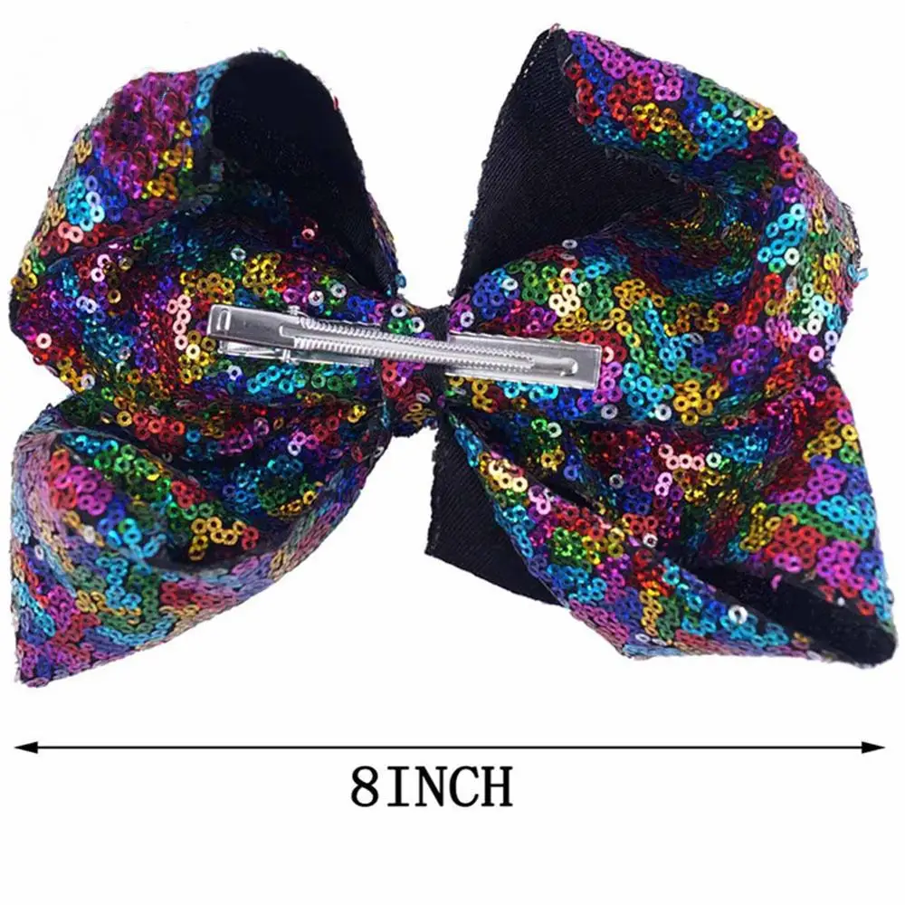 8 дюймов милый большой бантик для волос с пайетками Аллигатор зажимы головной