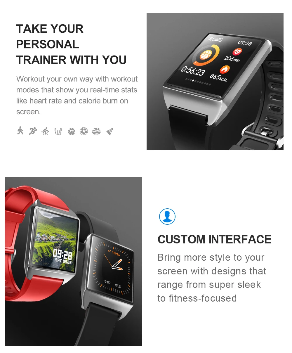 Часы Timethinker W2 для мужчин Смарт-часы Android iOS Bluetooth Smartwatch кровяное давление пульсометр фитнес-трекер IP68 водонепроницаемый ремешок